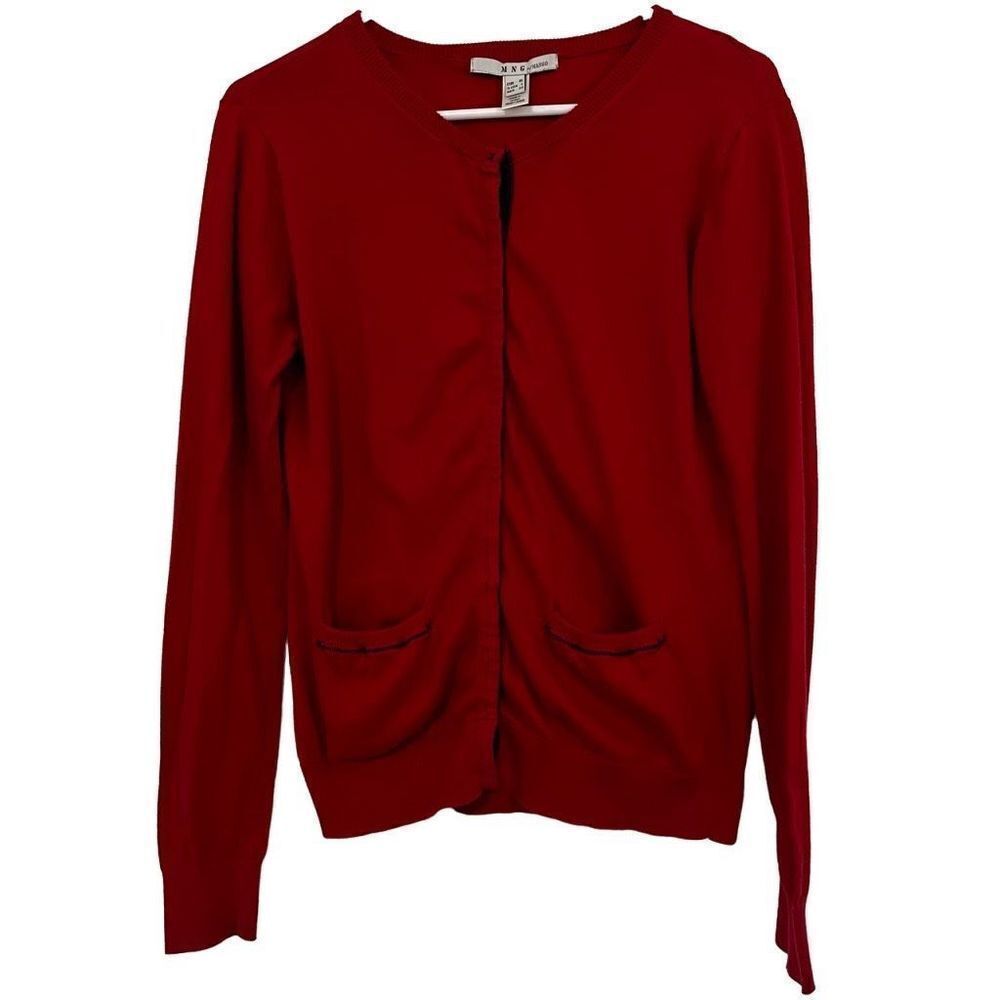 MNG by Mango Red Snap Down Cardigan Size L